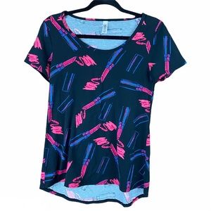 LuLaRoe Perfect Tee Black and Pink Lipstick Shirt